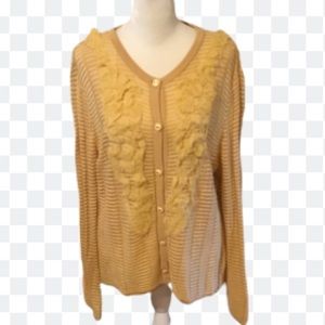 🛍️ $25 Sale! ST. JOHN Sheer Yellow-Label Button Cardigan Sweater Sz L